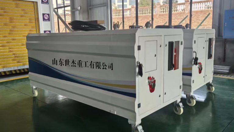 Compact blue integrated skid-mounted filling station with fuel dispenser and safety framework by Shijie Heavy Industry