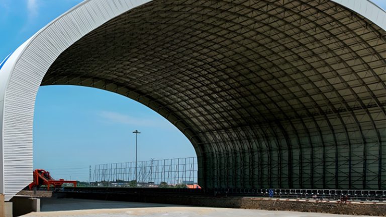 Large-span curved steel structure for bulk coal storage by Shijie Heavy Industry
