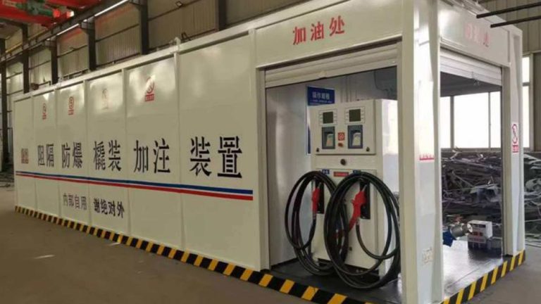 White containerized barrier explosion-proof skid-mounted filling station for internal industrial use by Shijie Heavy Industry